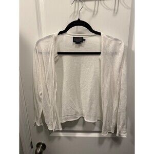 Pendleton Petite L Linen Cotton Cardigan White Lightweight Quiet Luxury